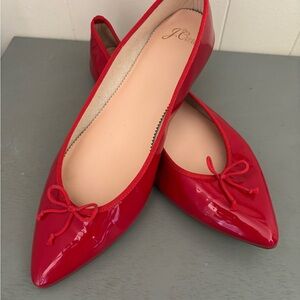 J. Crew patent leather Red Flats with Bow Detail